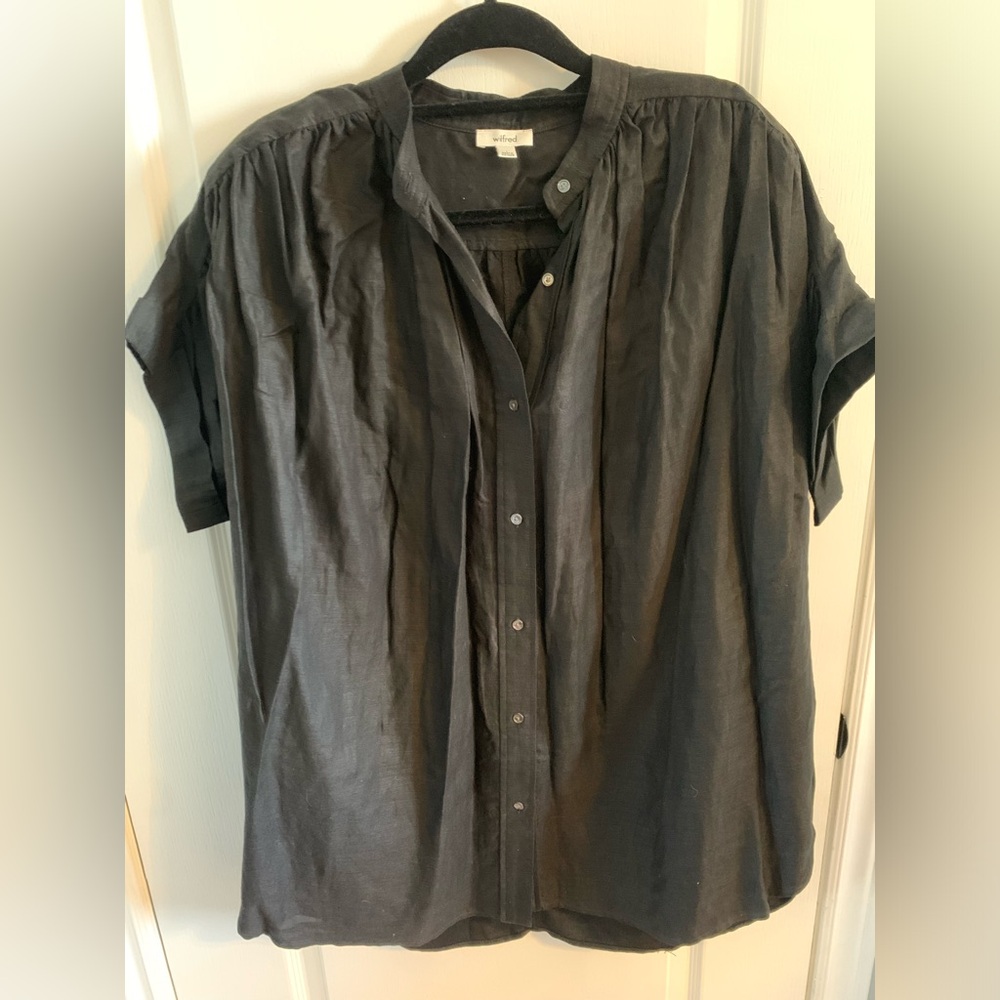 Wilfred Linen Cap Sleeve Button Down Top